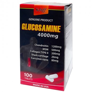 Глюкозамин Schiff USA 4000 мг (100 табл) - лечение заболеваний костей и суставов эффективность Америки