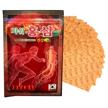 Лечебный пластырь с женьшенем Power Red Ginseng при травмах и боли (20 шт)
